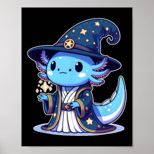 Halloween Wizard Funny Axolotl Poster