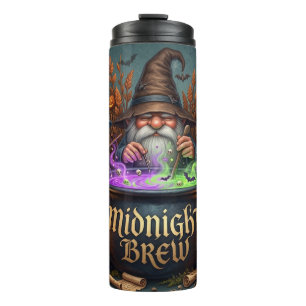 Halloween Wizard Gnomes Midnight Brew Cauldron Thermal Tumbler