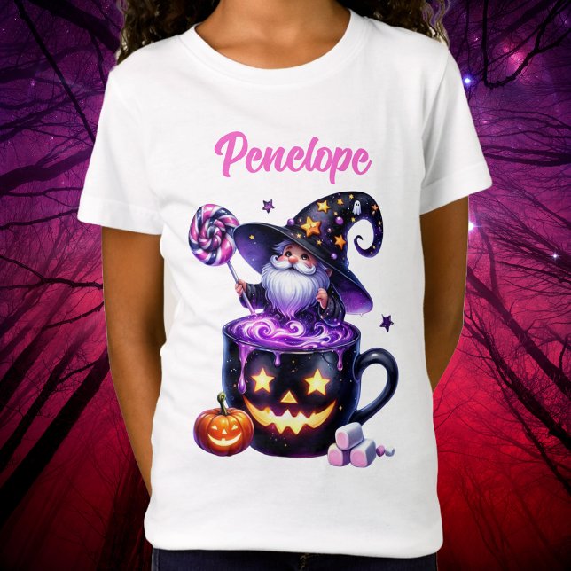 Halloween Wizard In Pumpkin Mug Lollipop Magic T-Shirt (Halloween Wizard In Pumpkin Mug Lollipop Magic T-Shirt)