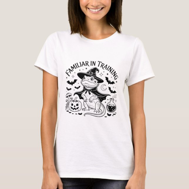 Halloween Wizard Lizard Line Art Design T-Shirt (Front)