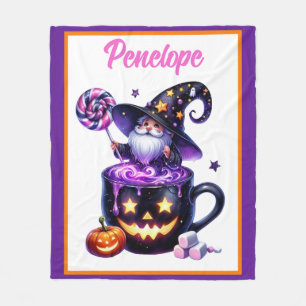 Halloween Wizard Pumpkin Magic Cosy Kids Gift Fleece Blanket