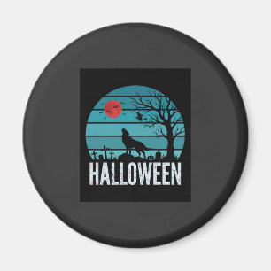 Halloween Wolf Graveyard Moon Vector Magnet