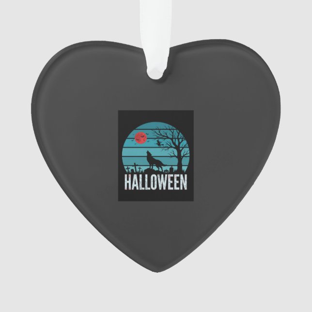 Halloween Wolf Graveyard Moon Vector Ornament (Front)