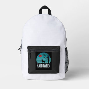 Halloween Wolf Graveyard Moon Vector Printed Backpack