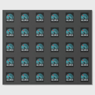 Halloween Wolf Graveyard Moon Vector Wrapping Paper