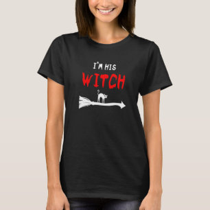 Halloween Women I'm His Witch Matchig Couple Costu T-Shirt