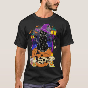 Halloween Women Men Kids Halloween Black Cat Pump T-Shirt