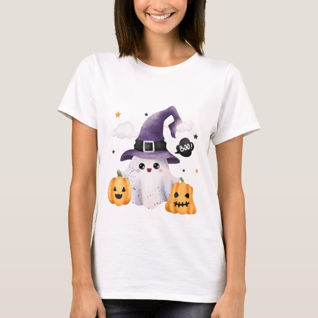 Halloween Women's Funny Ghost T-Shirt (Front)