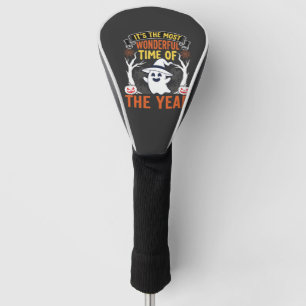 Halloween Wonderful Time Ghost and Pumpkin Vintage Golf Head Cover