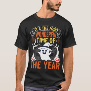 Halloween Wonderful Time Ghost and Pumpkin Vintage T-Shirt