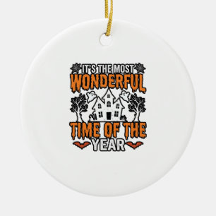 Halloween Wonderful Time Of Year Vintage Shirt Des Ceramic Tree Decoration