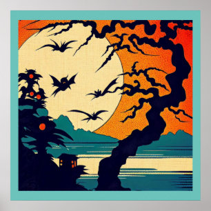 Halloween - Woodcut Style 7 Poster