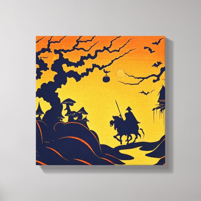 Halloween - Woodcut Style 8 Canvas Print (Front)