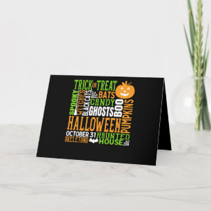 Halloween Word Jumble Colourful Cute Spider Pumpki Card
