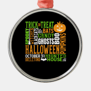 Halloween Word Jumble Colourful Cute Spider Pumpki Metal Tree Decoration