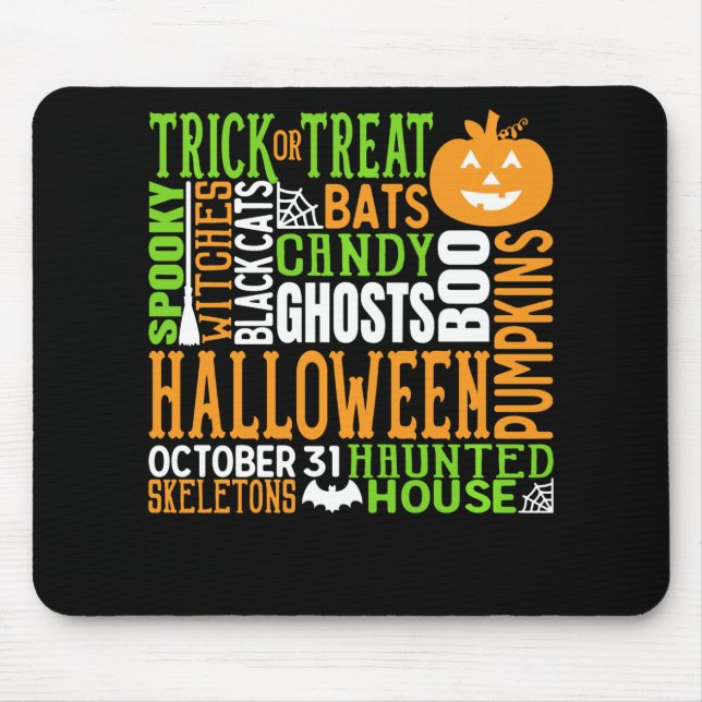 Halloween Word Jumble Colourful Cute Spider Pumpki Mouse Pad (Front)
