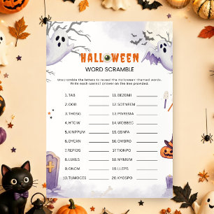 Halloween Word Scramble Game Spooky Party Game Invitation