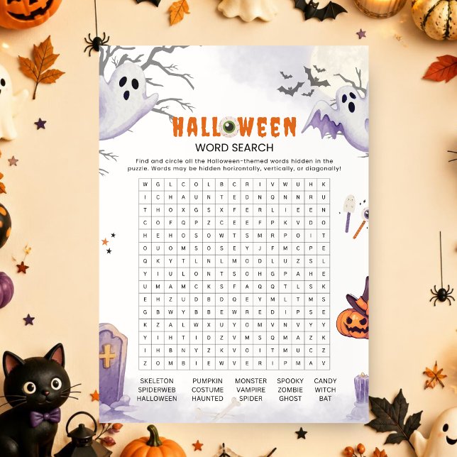 Halloween Word Search | Spooky Party Activity Invitation (Creator Uploaded)