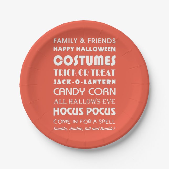 HALLOWEEN WORDS PAPER PLATE (Front)