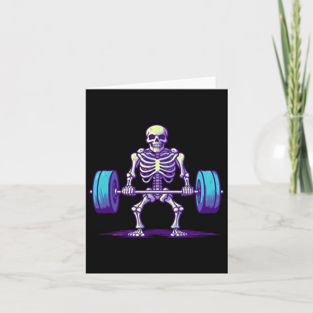 Halloween Workout Costume Funny Deadlift Skeleton  Card (Front)