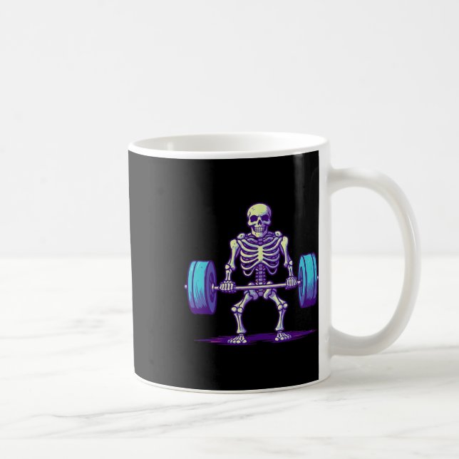 Halloween Workout Costume Funny Deadlift Skeleton  Coffee Mug (Right)
