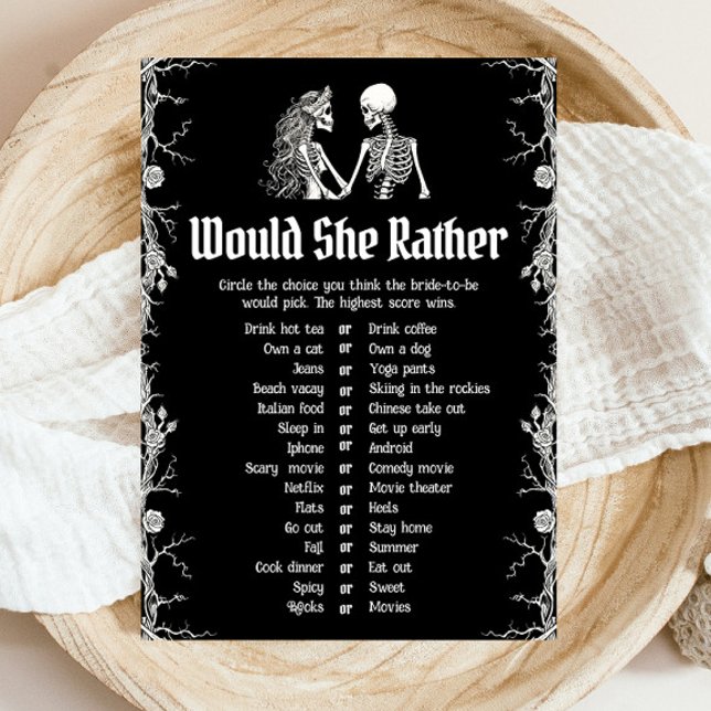 Halloween Would She Rather Bridal Shower Game Invitation (Halloween Would She Rather Bridal Shower Game)