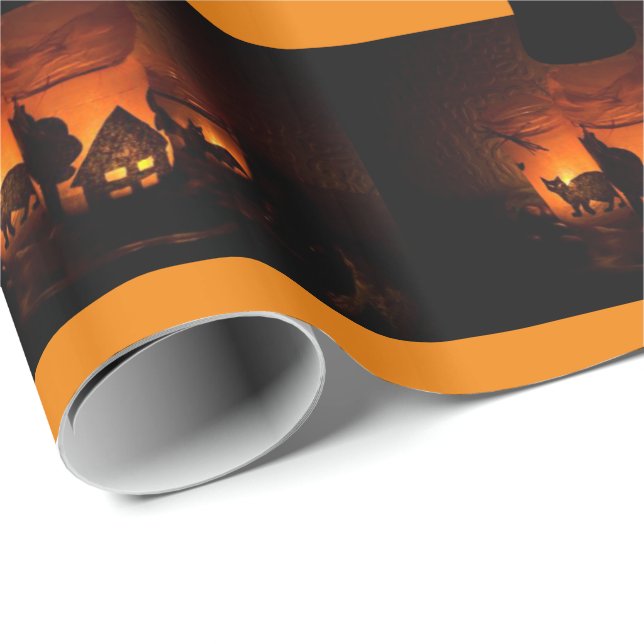 Halloween  Wrapping Paper, Black Cat Wrapping Paper (Roll Corner)