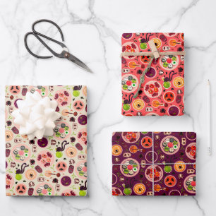 Halloween Wrapping Paper Flat Sheet Set of 3