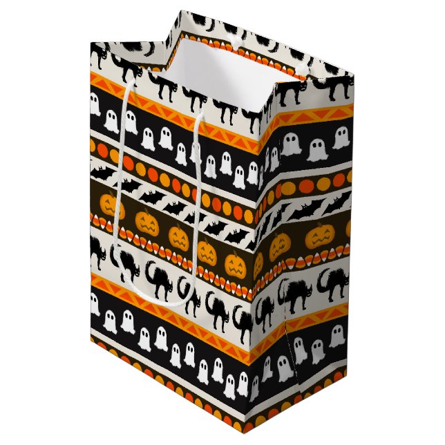Halloween wrapping paper medium gift bag (Front Angled)