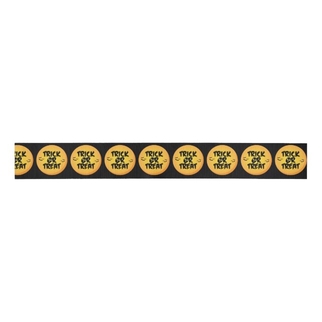 Halloween Yellow Black Trick or Treat Ribbon Grosgrain Ribbon (Front)