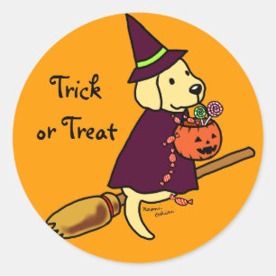 Halloween Yellow Labrador Cartoon 1 Classic Round Sticker