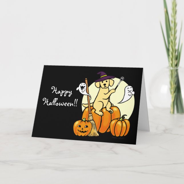 Halloween Yellow Labrador Cartoon 2 Card (Front)