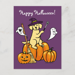 Halloween Yellow Labrador Cartoon 2 Postcard