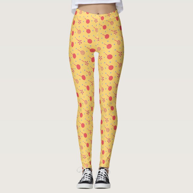 Halloween Yellow Orange Minimal Pattern Leggings (Front)