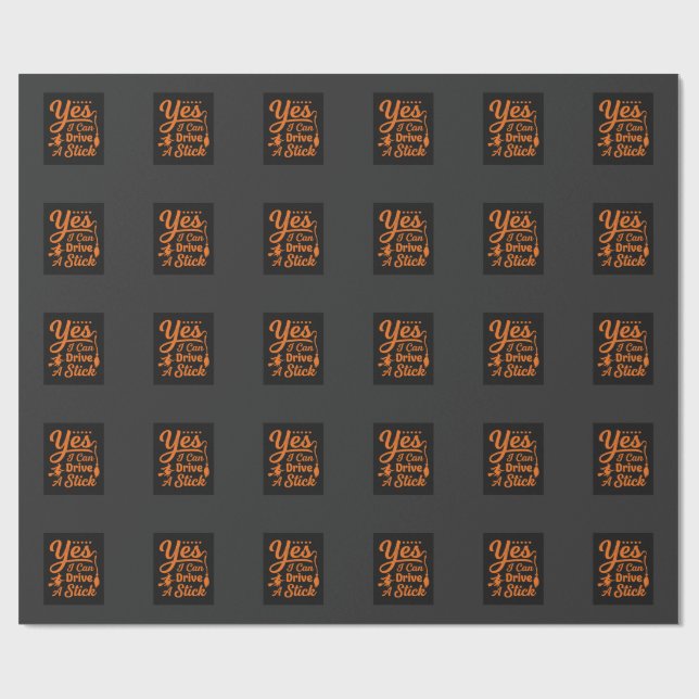 Halloween Yes I Can Drive A Stick Design Wrapping Paper (Flat)