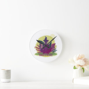 Halloween Yoga Namaste Witches Round Clock