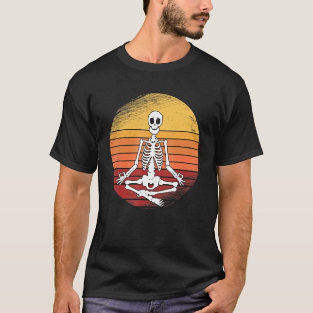 Halloween Yoga Skeleton Vintage Skeleton T-Shirt (Front)