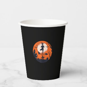 Halloween Yoga Witch Cat Boy Girl Men Women Paper Cups