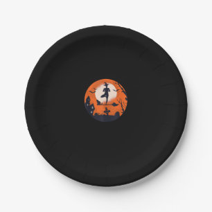 Halloween Yoga Witch Cat Boy Girl Men Women Paper Plate