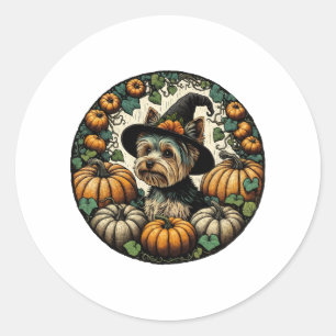 Halloween Yorkie Classic Round Sticker