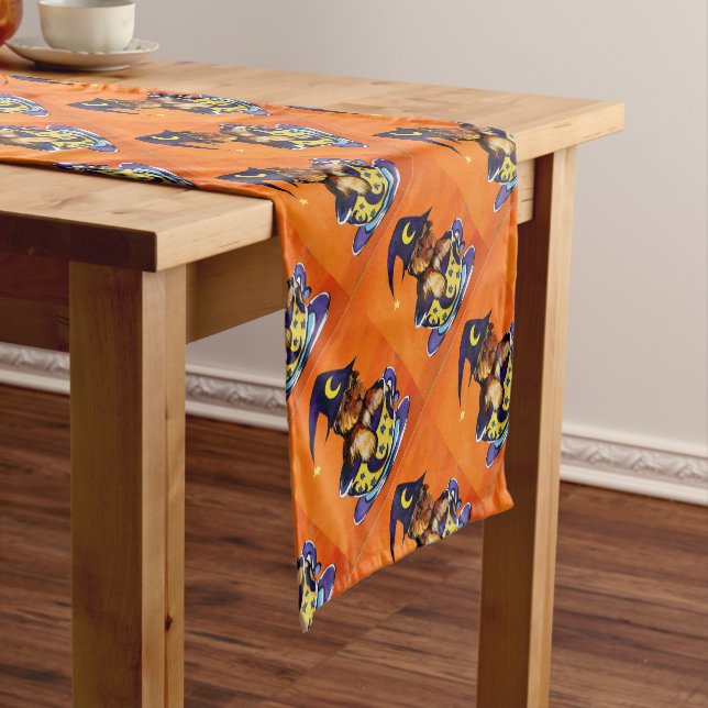 Halloween Yorkie Poo Short Table Runner (In Situ)