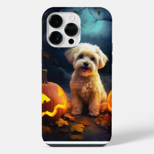 Halloween Yorkipoo With Pumpkins Scary iPhone 14 Pro Max Case