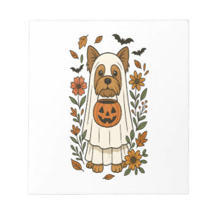 Halloween Yorkshire Terrier Flowers Halloween Notepad