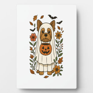 Halloween Yorkshire Terrier Flowers Halloween Plaque