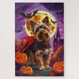 Halloween Yorkshire Terrier Vampire Pumpkins Scary Jigsaw Puzzle