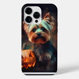 Halloween Yorkshire Terrier With Pumpkins Scary iPhone 14 Pro Max Case