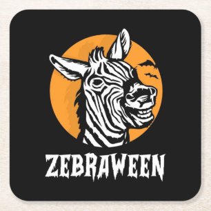 Halloween Zebra Square Paper Coaster