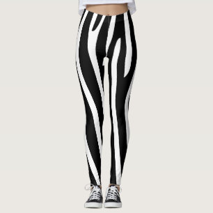 Halloween Zebra Stripes Black & White Leggings