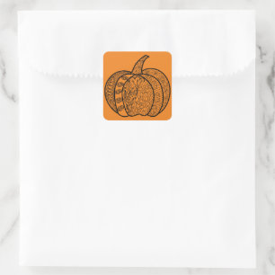 Halloween Zentangle® inspired boho pumpkins Autumn Square Sticker