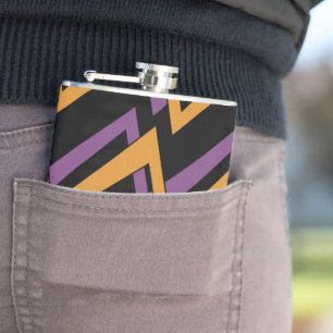 Halloween Zig Zags Orange Purple Hip Flask